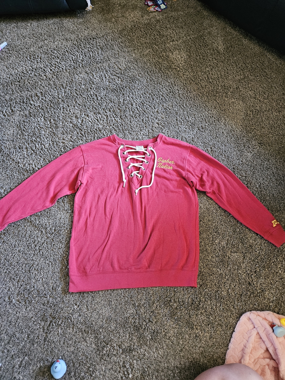 PINK VS  - Red/maroon  Lace-Up Pullover Sweatshirt